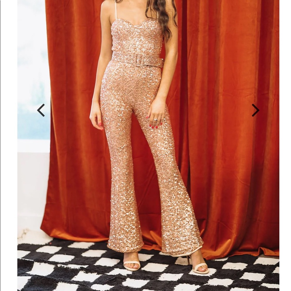 Never worn, Rose Gold Sequin Jumpsuit
